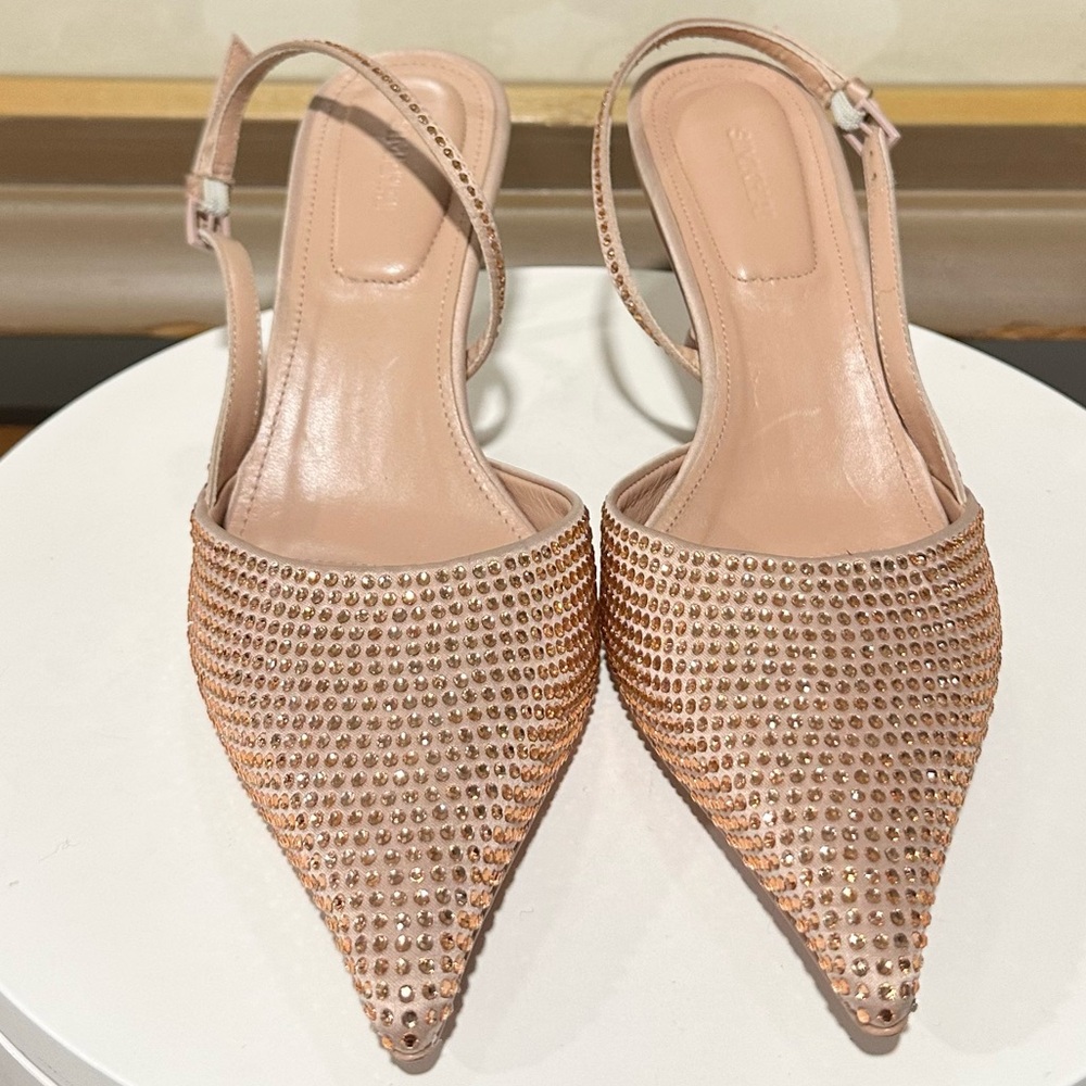 🌹JONATHAN SIMKHAI🌹 Dylan Embellished Slingback Blush Pumps Size: 36 - Picture 5 of 10